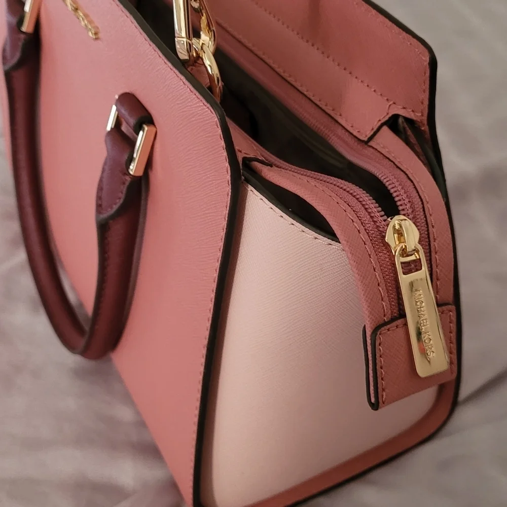 Michael Kors Selma Medium Colorblock Leather Satchel Crossbody Rose Multi NWT - Picture 5 of 16